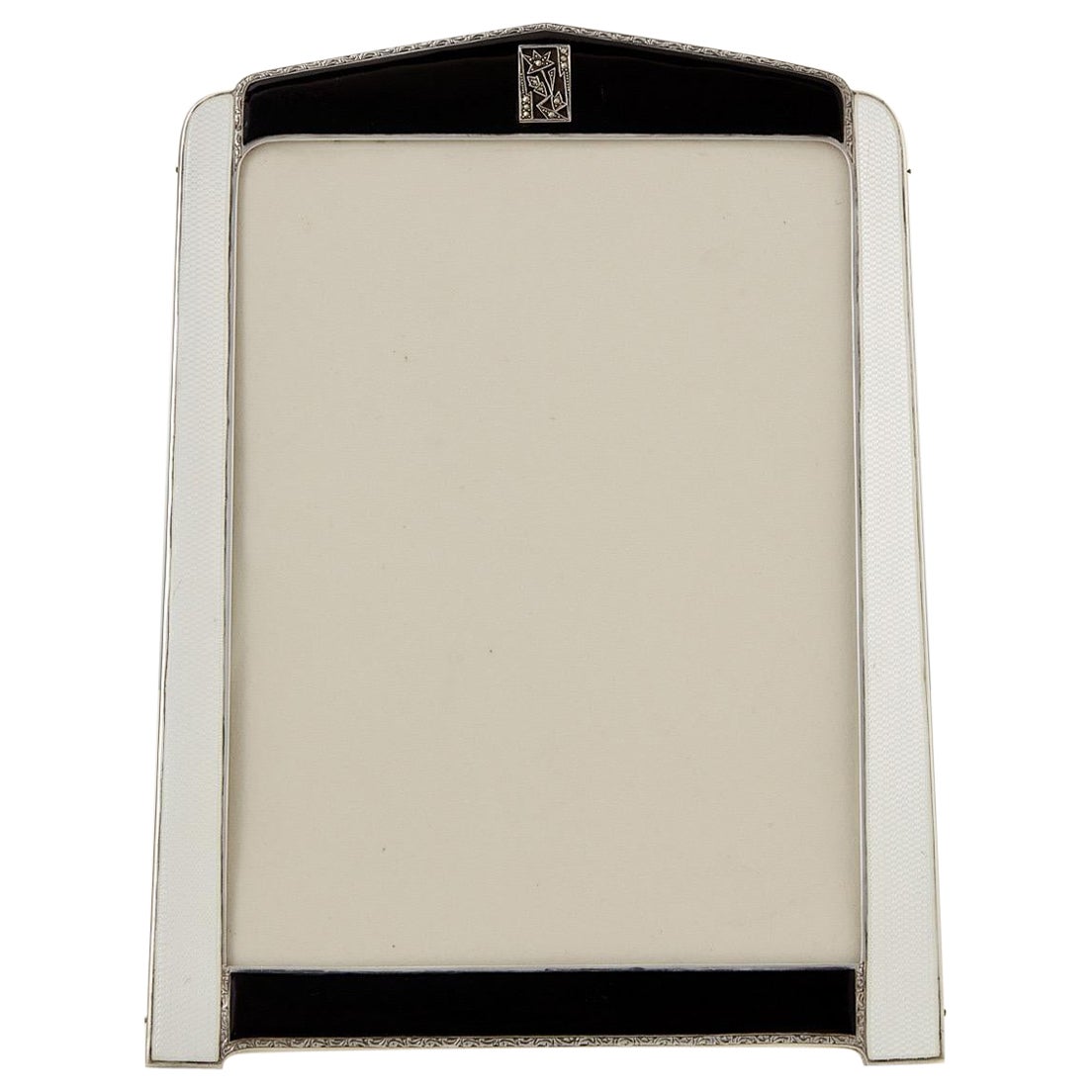 Antiker Bilderrahmen aus Sterlingsilber und Emaille von Asprey & Co, England, um 1920