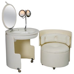 White ‘Dilly Dally’ Vanity by Massoni with original mirror and light, Italy 1968