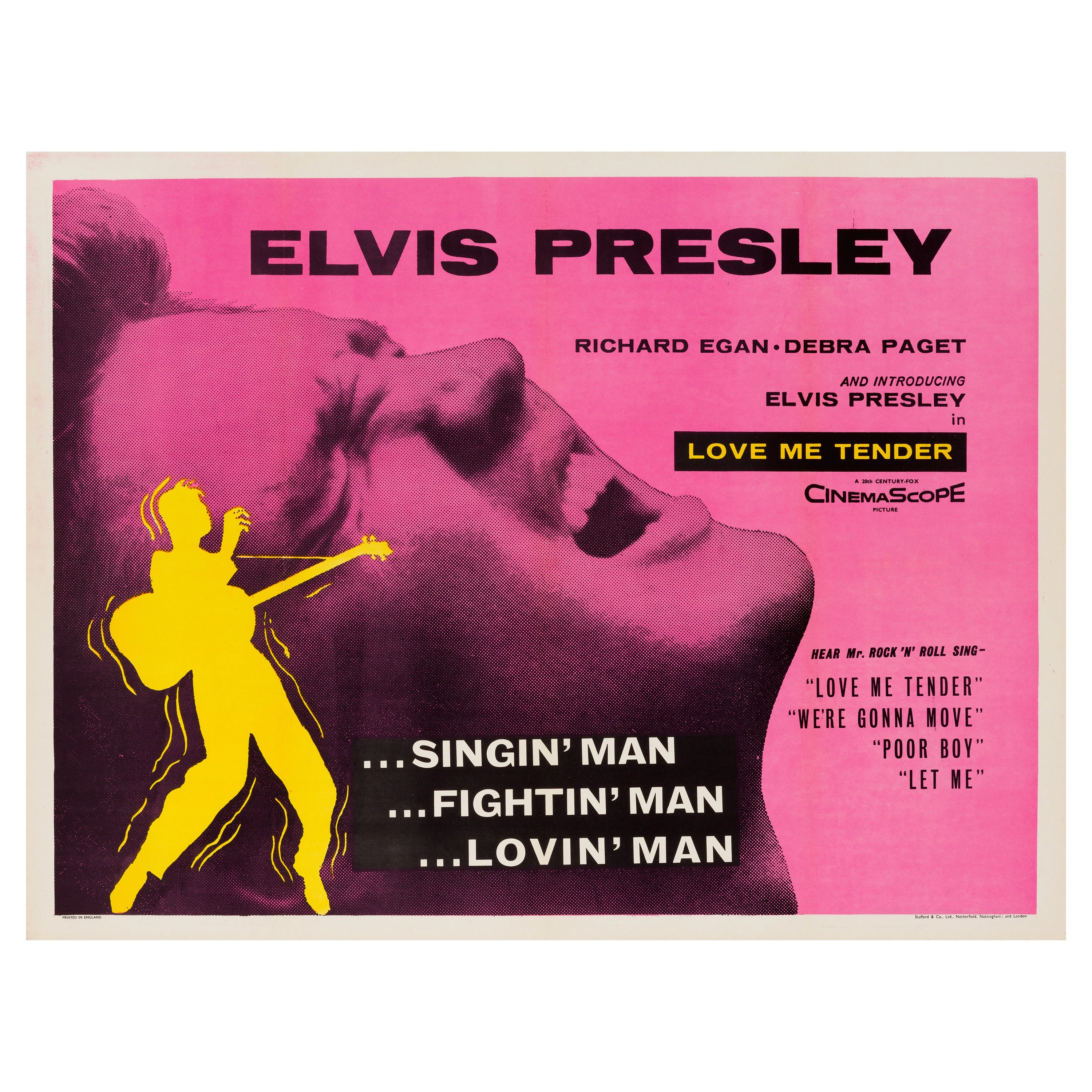 Elvis Presley 'Love Me Tender' Original Vintage Britisches Quad-Filmplakat, 1956 im Angebot