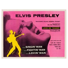 Elvis Presley 'Love Me Tender' Original Vintage Britisches Quad-Filmplakat, 1956
