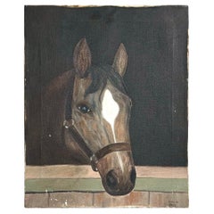 Vintage Boho Original Oil Painting of Horse