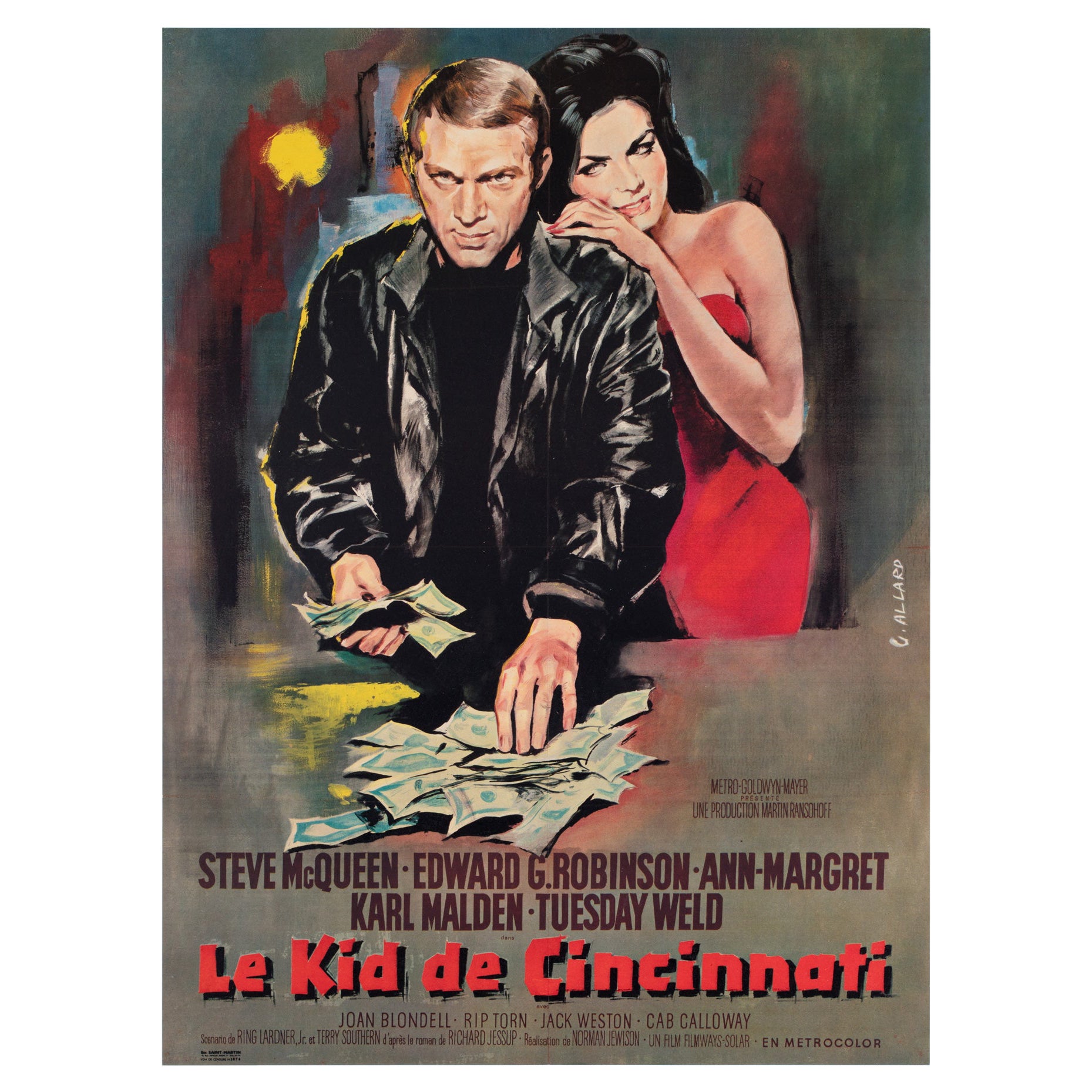 THE CINCINNATI KID 1966 French Moyenne Film Movie Poster, GEORGES ALLARD