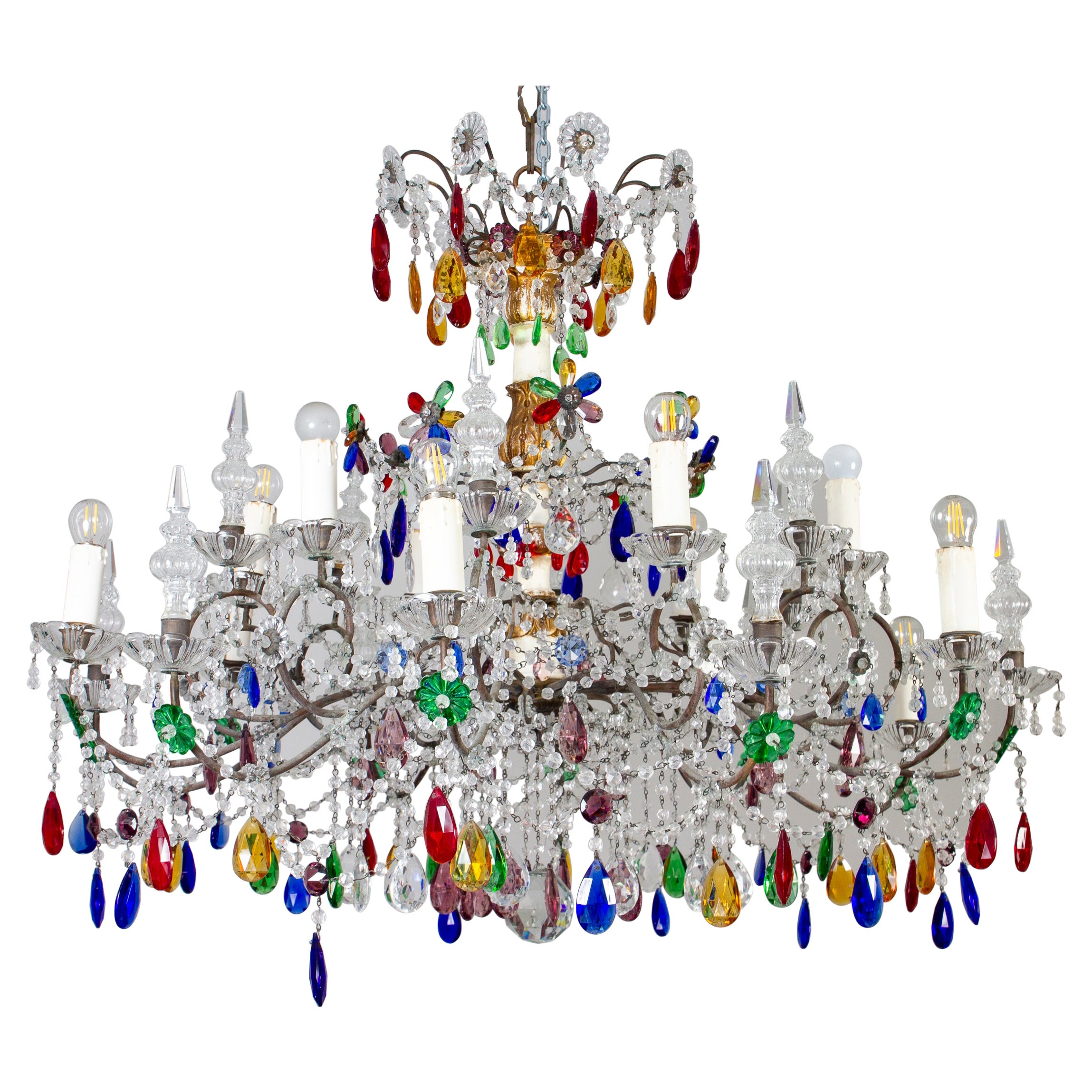 Multicolor Italian  Crystal Chandelier 1930'