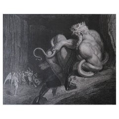 Large Original Antique Print By Gustave Doré, " Minos "