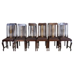 Art Nouveau Dark Oak Chairs Set of 12 pieces from Interwal Period