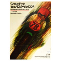 Original Vintage Motor Sport Poster DDR Motorcycle Race Sachsenring Germany GDR