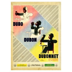 Poster pubblicitario originale d'epoca Dubonnet Alcohol Drink Cassandre Art Deco