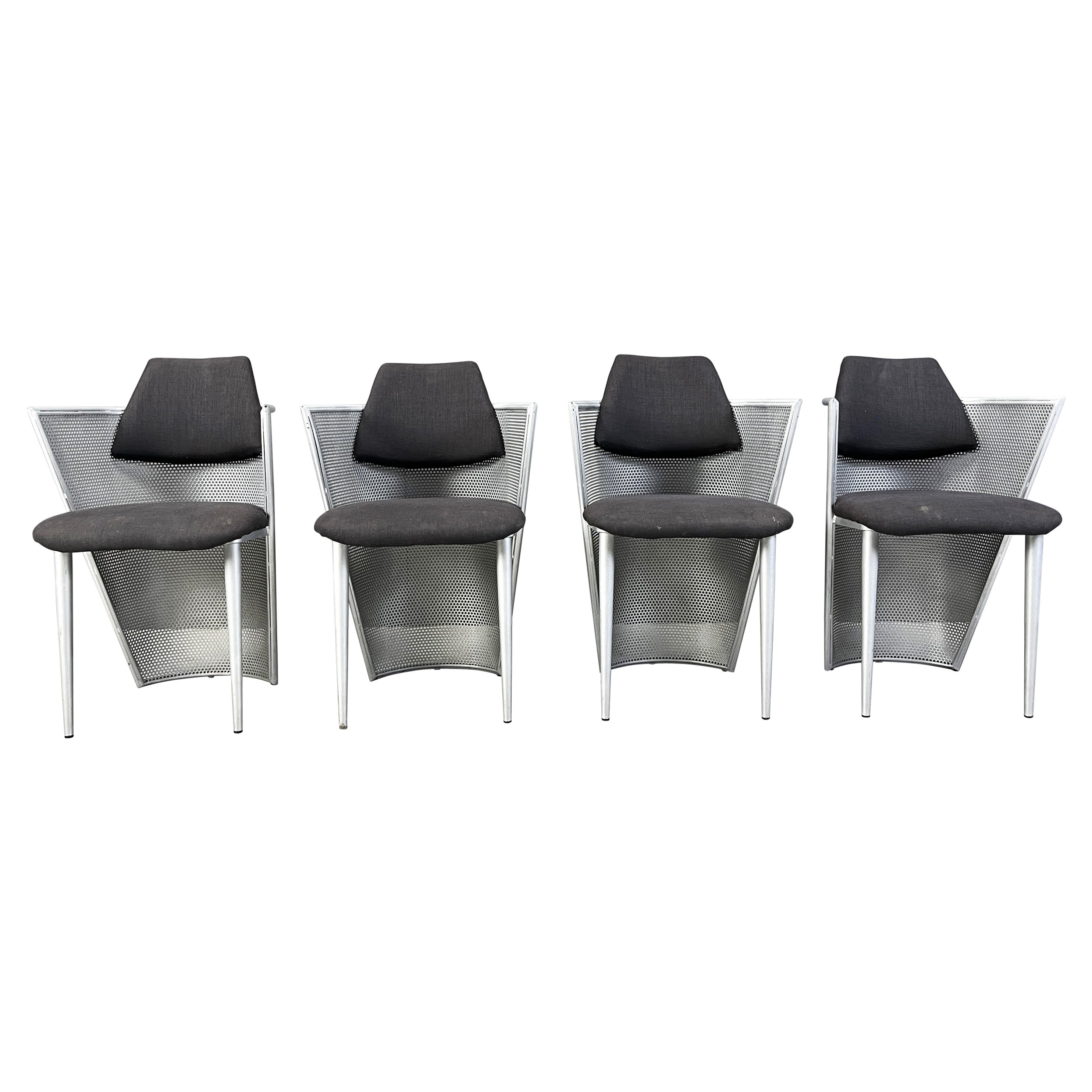 Postmodern metal dining chairs, 1980s