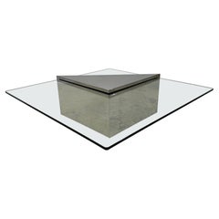 J. Wade Beam Couchtisch aus poliertem Stahl und freitragendem Glas mit Schirm für Brueton