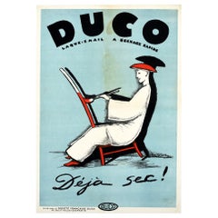 Original Vintage Advertising Poster Duco Enamel Art Deco Painter Lacquer France