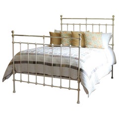 Double Antique Cast Iron and Brass Bed in Cream, MD153