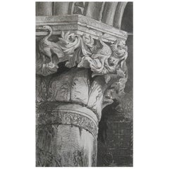 Original Antique Architectural Print by John Ruskin circa 1880, 'Venice'