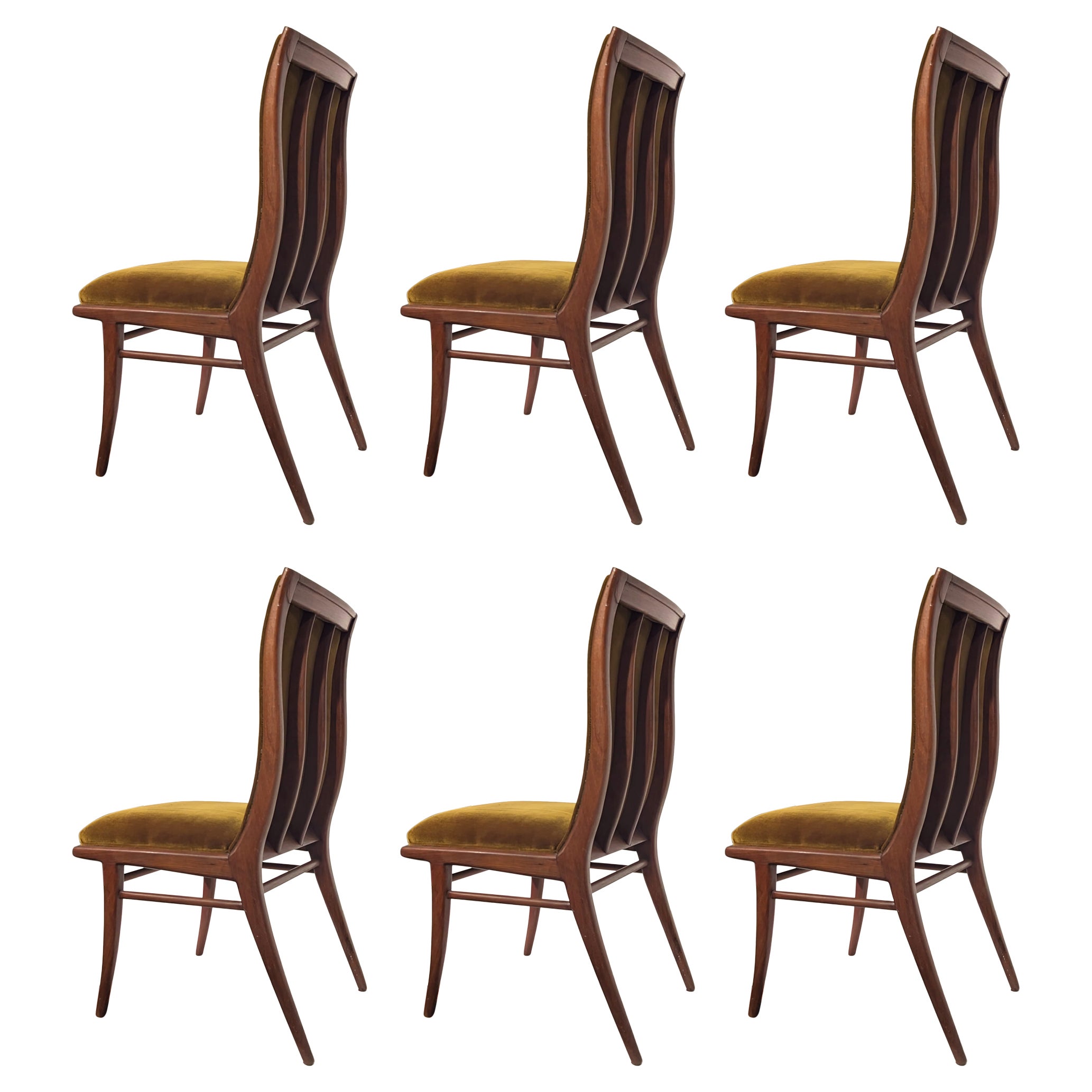 Art Deco Style Upholstered Dining Chairs, Set of 6