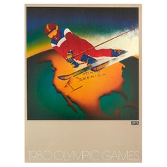 Original Vintage Sport Poster Levi's Moscow 1980 Olympic Games North America Ski