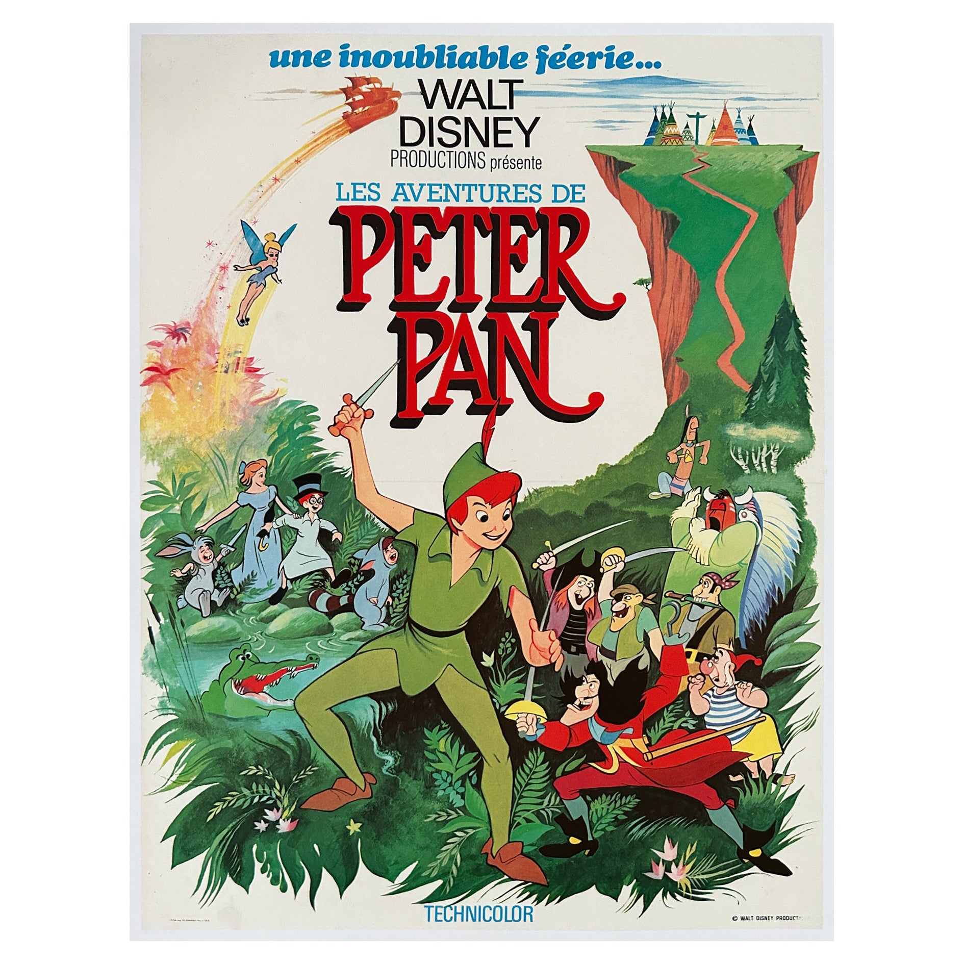 Poster cinematografico francese di Peters Pan degli anni '70, Disney in vendita