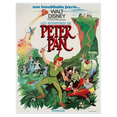 Vintage Peter Pan 1970s French Petite Film Movie Poster, Disney