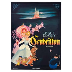 Poster cinematografico francese di Cenerentola R1960s Petite Film, Disney