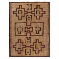 Vintage Moroccan Tuareg Mat in Brown, with Geometric Patterns, from Rug & Kilim