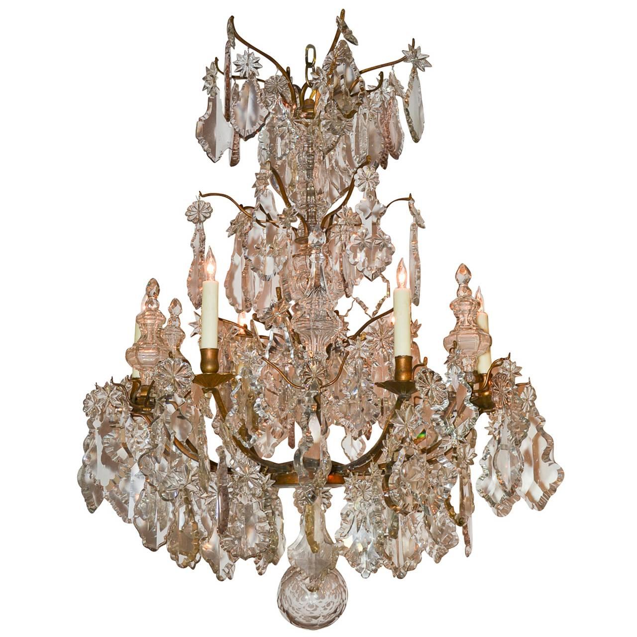 Nice Quality French Bronze and Crystal Chandelier