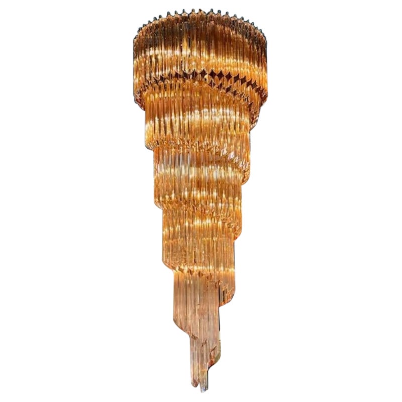 Murano Pink Glass Waterfall Chandelier