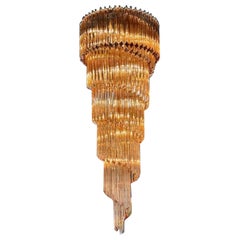 Murano Pink Glass Waterfall Chandelier