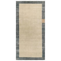 Oversized Signed Vintage Turkish Rug in Beige with Open Field