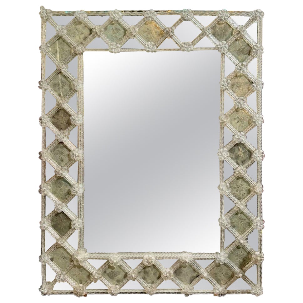 Murano Lattice Mirror For Sale