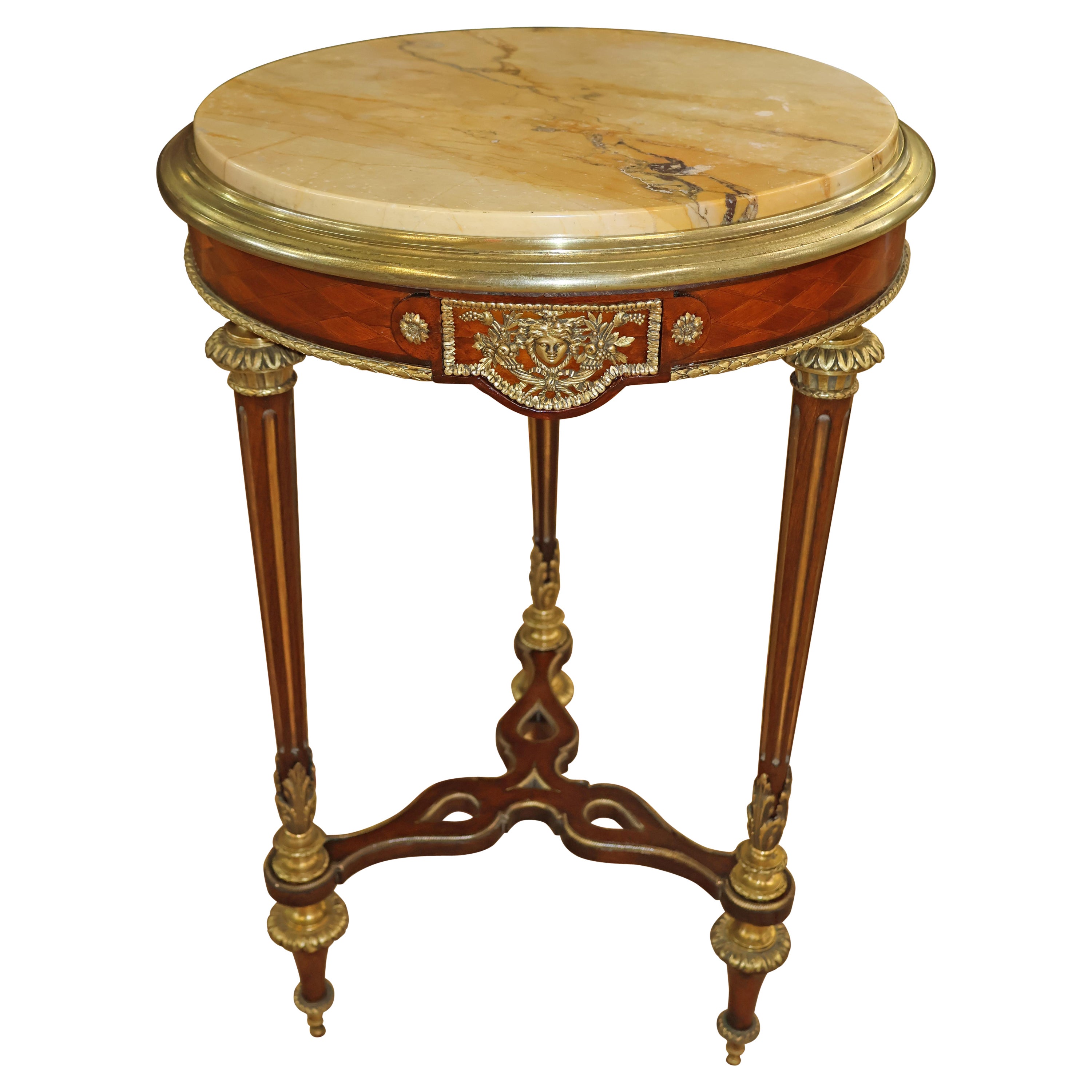 19th Century French Weisweiler Style Marble Top Gueridon Table By Henry Dasson