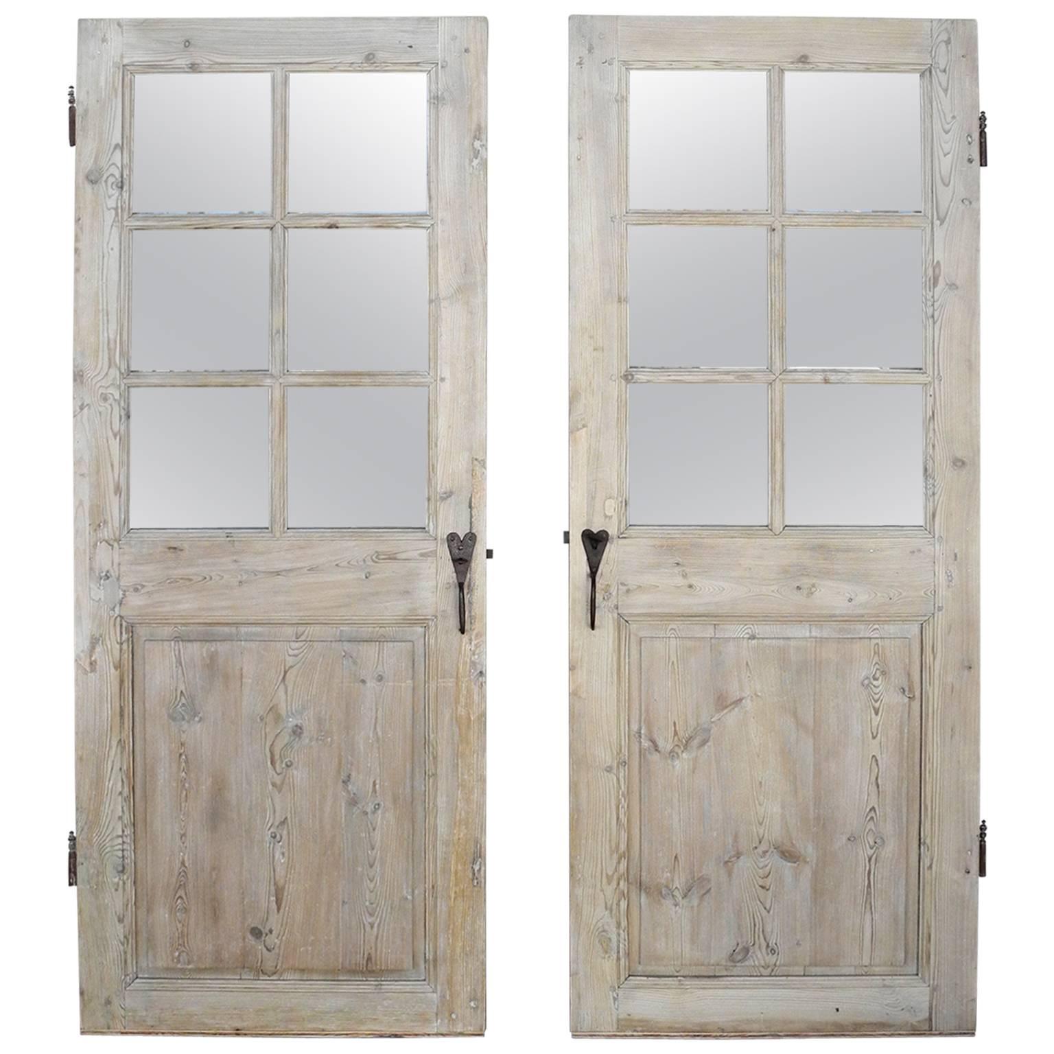 Antique Set of Two 18th Century Wooden Doors with Matching Hardware from Lyon