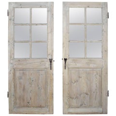 Antique Set of Two 18th Century Wooden Doors with Matching Hardware from Lyon