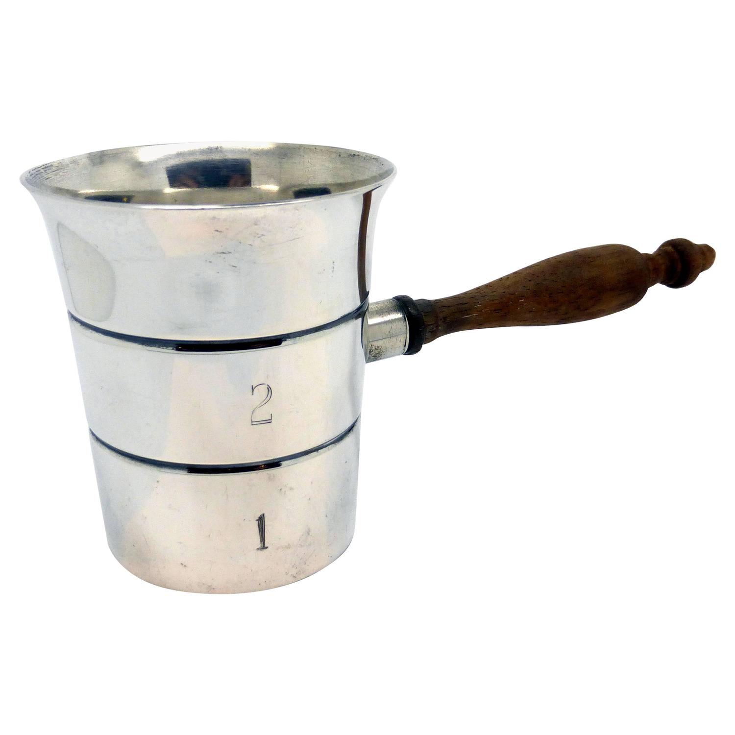 Unusual Art Deco Sterling Silver Shot Glass/Jigger with Wooden Handle