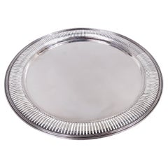 Antique American Edwardian Classical Pierced Sterling Silver Tray