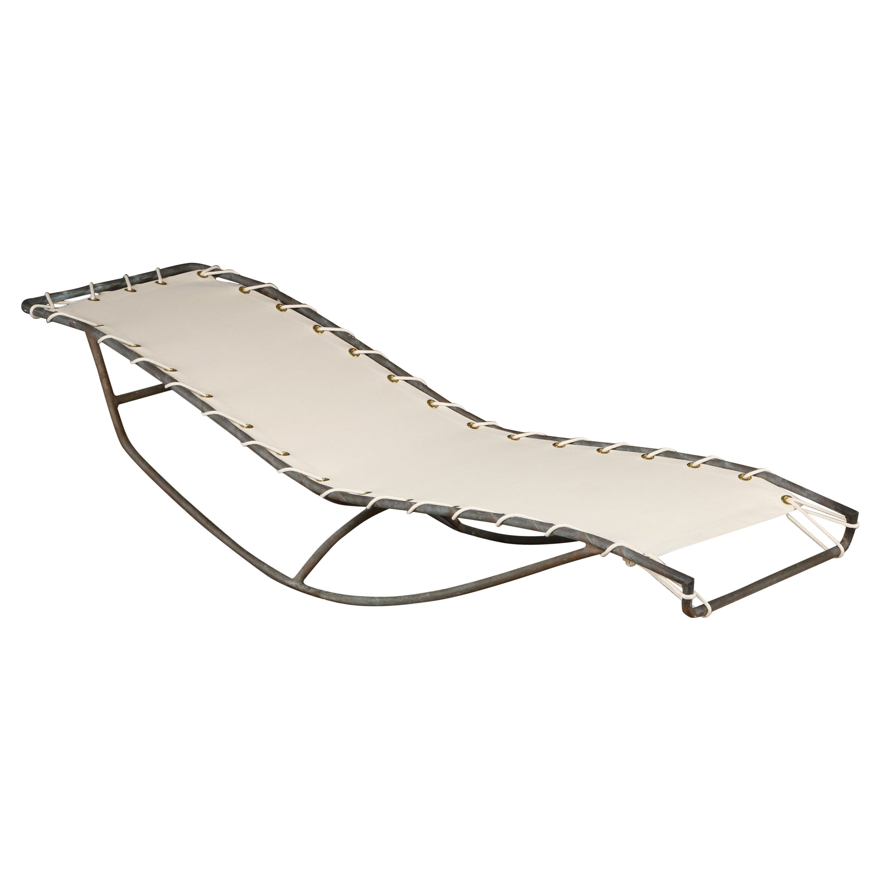 Walter Lamb for Brown Jordan Bronze 'Waikiki' Rocking Chaise, 1960s, New Canvas