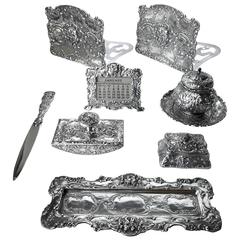 Fantastic and Complete Sterling Desk Set by Marshall Fields, circa 1900