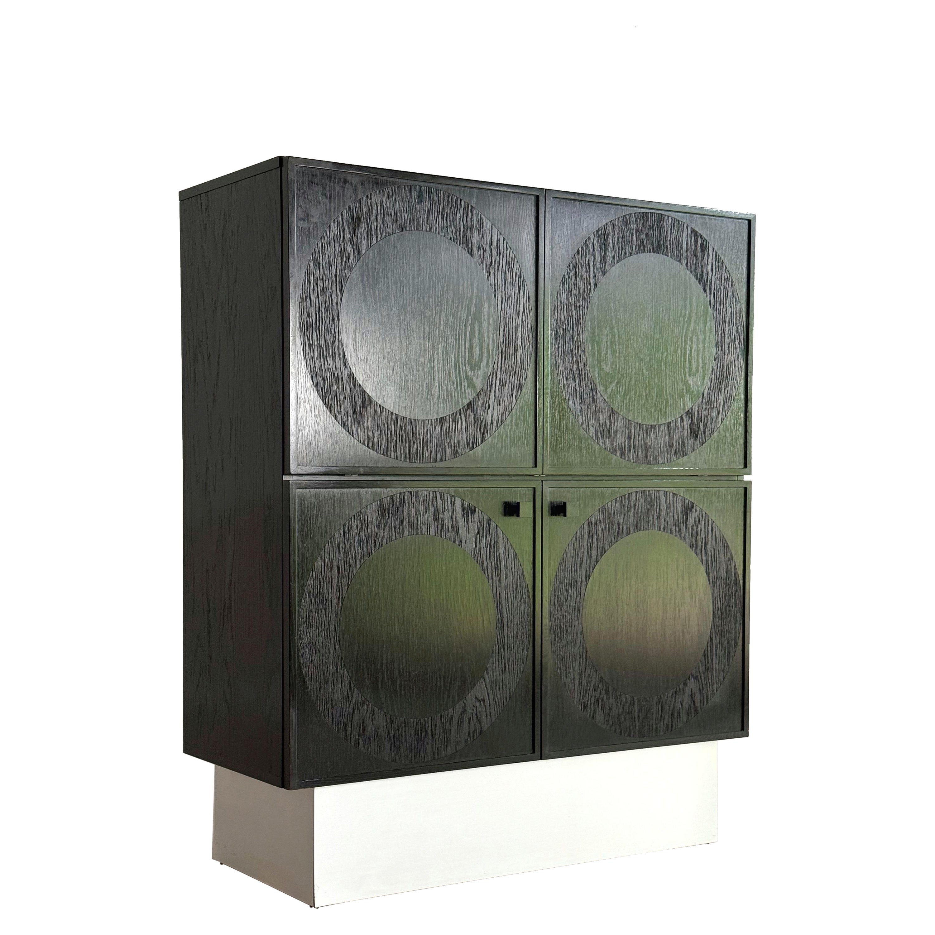 Black brutalist circulair bar cabinet by Musterring, Belgium