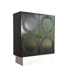 Black brutalist circulair bar cabinet by Musterring, Belgium