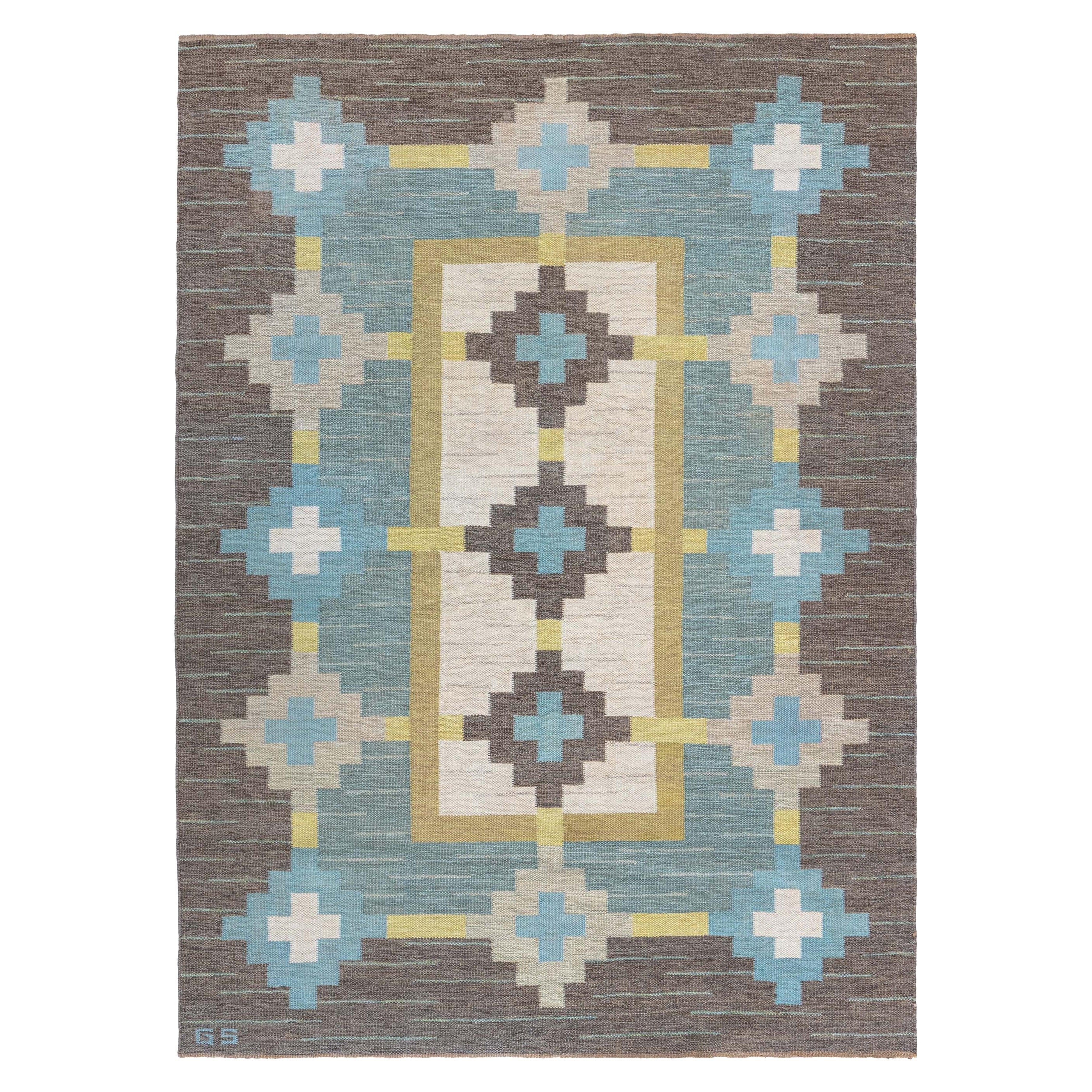 Doris Leslie Blau Vintage Swedish Flat Woven Rug Signed with Initial ...