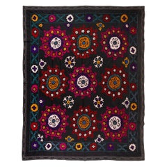 6.4x7.8 Ft Seidenstickerei Bettdecke. Schwarzer Wandbehang. Tischdecke in Handarbeit