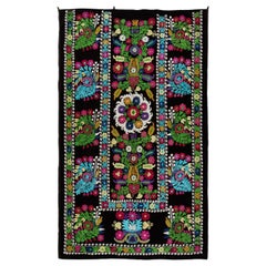 4.6x7.5 Ft ricamo in seta da parete, copritavolo, copriletto uzbeko