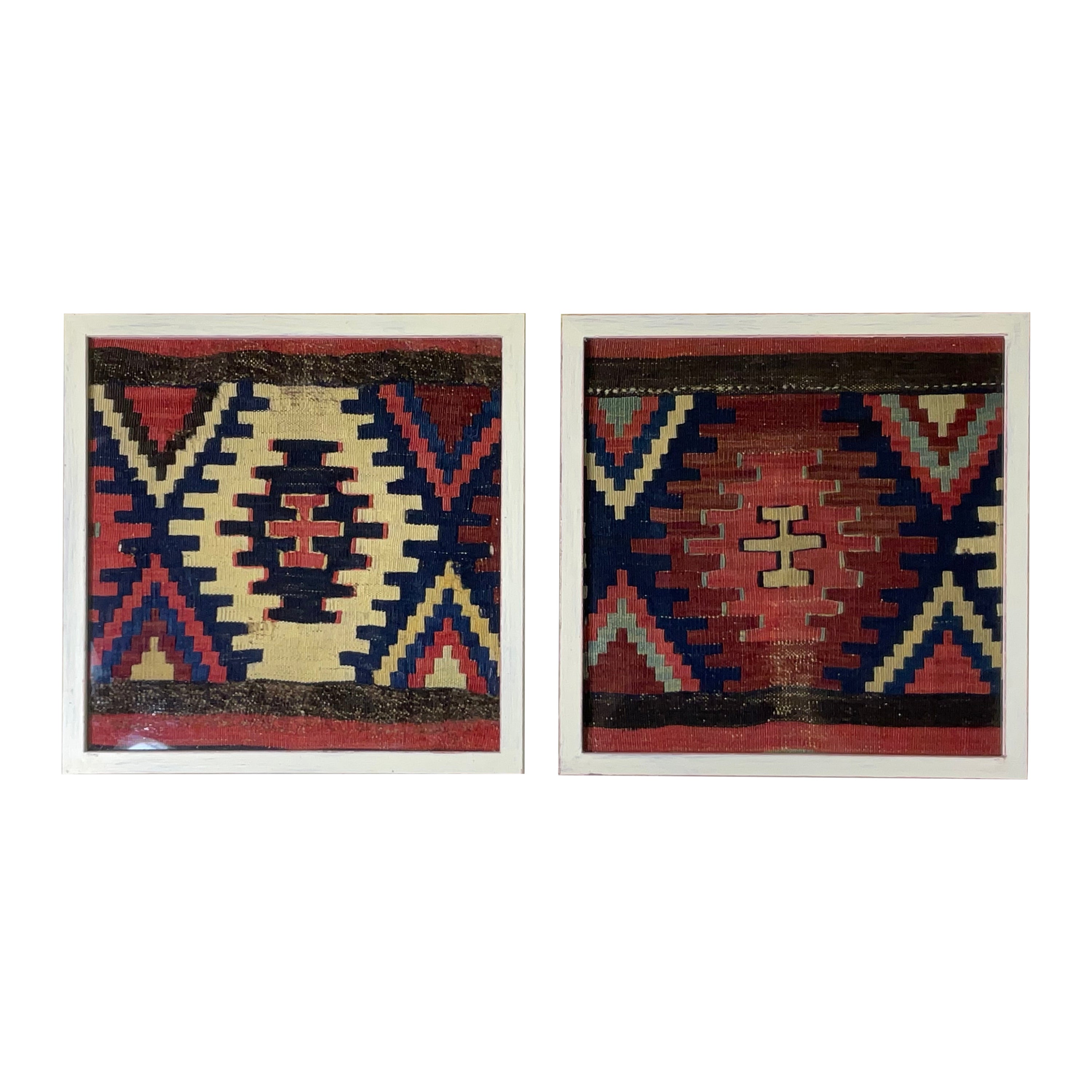 Pair of 19 Century Handwoven Antique Textile  Wall Hanging