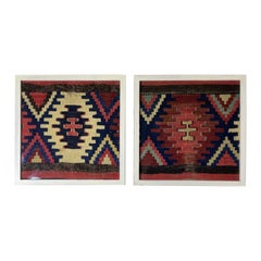 Pair of 19 Century Handwoven Antique Textile  Wall Hanging