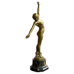 F. Ouillon-Carrère (XIX:XXth c.) : "Danseuse aux lances", Bronze Sculpture 1919