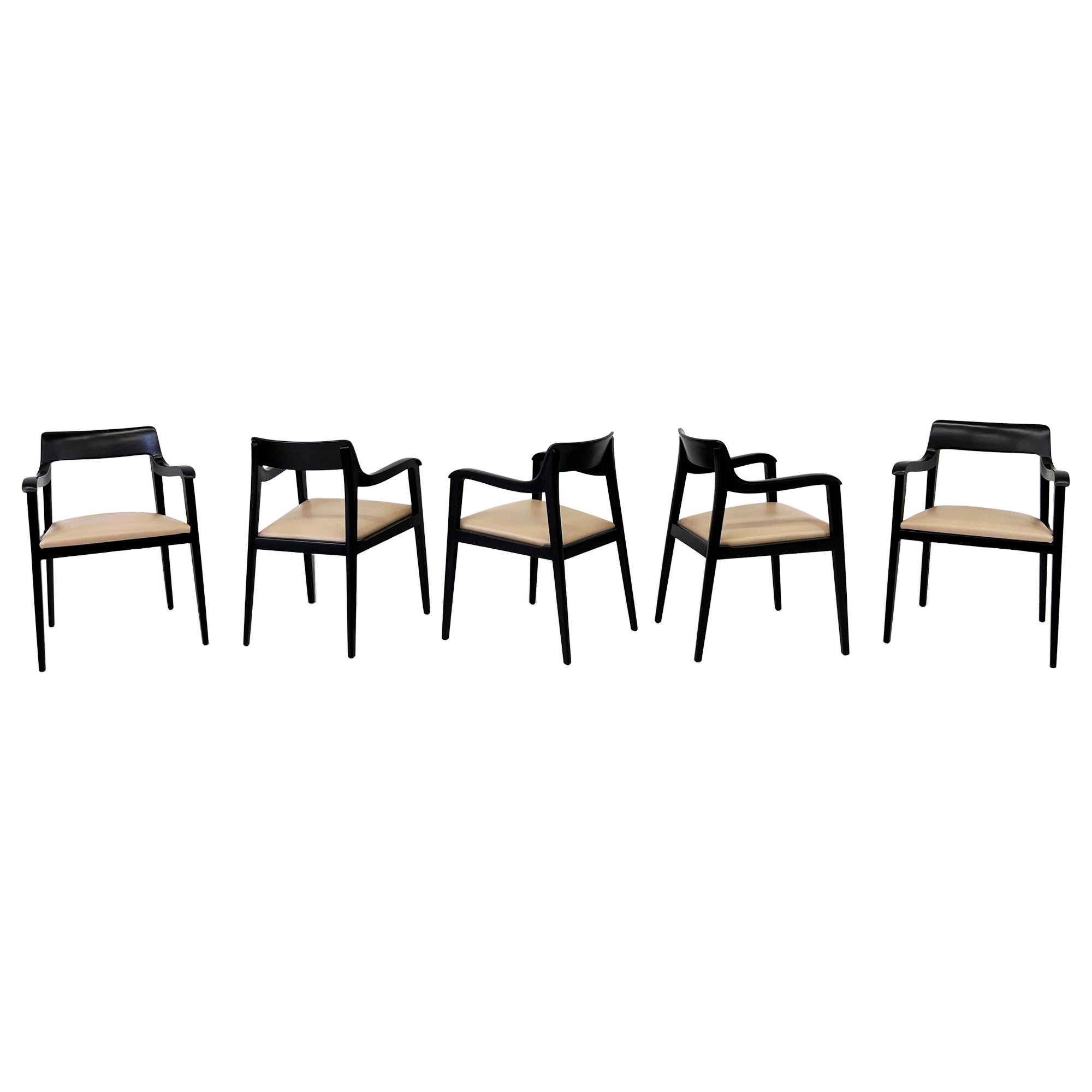 Early Set of 5 Edward Wormley Riemerschmid Chairs, Dunbar Furniture, 1947