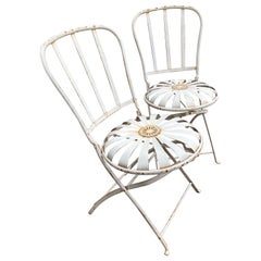 francois carre antique folding cafe chairs - a pair