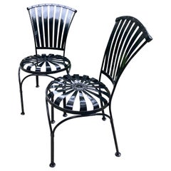 francois carre petite fan-back iron garden chairs - a pair