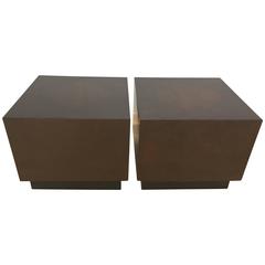 Pair of Burl Cube Side Tables 8