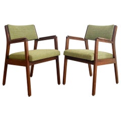 Pair of Mid Century Walnut Occasional Chairs by Alma - New Green Upholstery