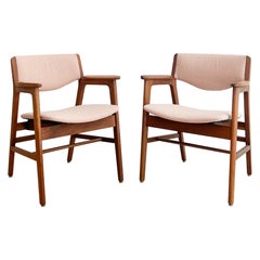 Pair of Mid Century Walnut Occasional Chairs by Gunlocke - New Blush Upholstery