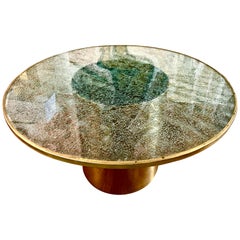 Steve Chase Design Crackle Glass and Brass Dining Table