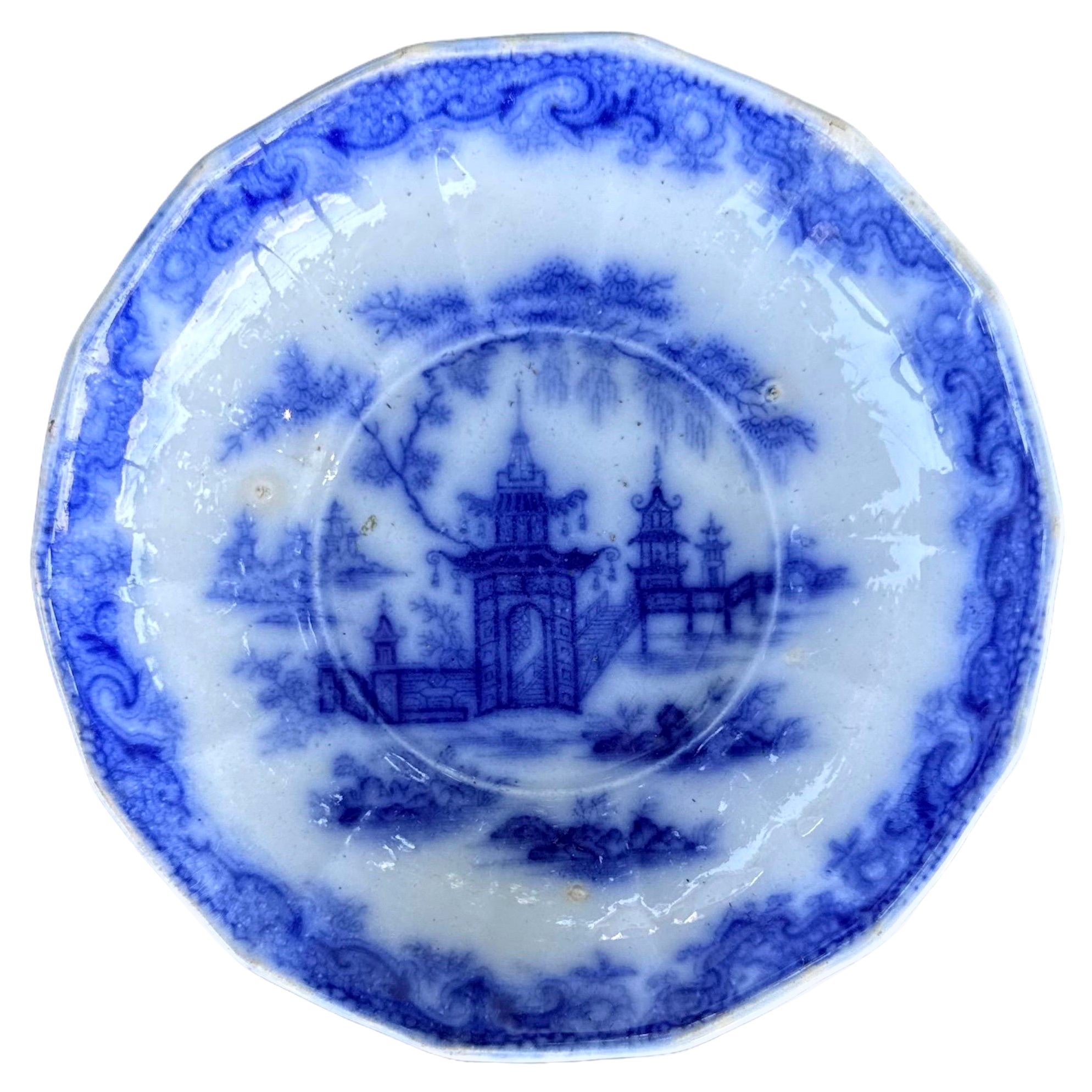 Plato de cerámica inglesa de Staffordshire Patrón de Whampoa circa 1842